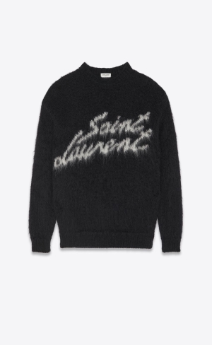 YSL 90s Saint Laurent Tröja In Mohair Noir Et Naturel | BYG573280