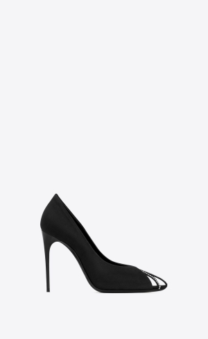 YSL Alix Pumps In Silk Satin And Rhinestones Svarta Silver | KXP312864