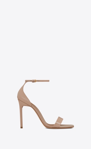 YSL Amber Sandals In Lack Läder Mörkrosa | NQO184253