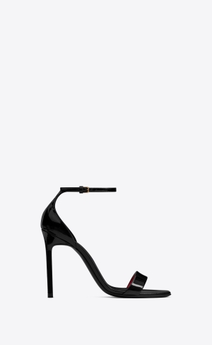 YSL Amber Sandals In Lack Läder Svarta | DQO712039