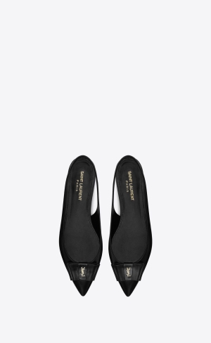 YSL Anaïs Slingback Flats In Smooth And Lack Läder Svarta Marinblå | BXV482961