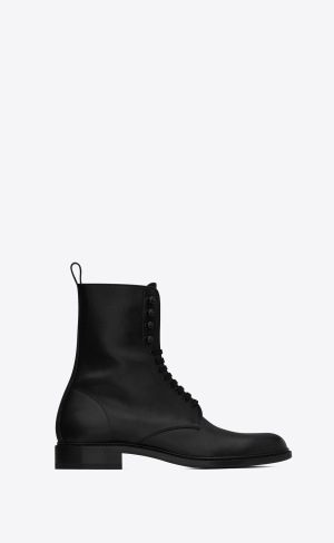 YSL Army Laced Boots In Matte Läder Svarta | LAW613589