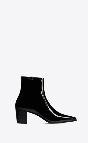 YSL Arsun Zipped Boots In Lack Läder Svarta | BXP516823