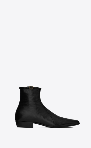 YSL Arsun Zipped Boots In Shiny Läder Svarta | UYZ914023