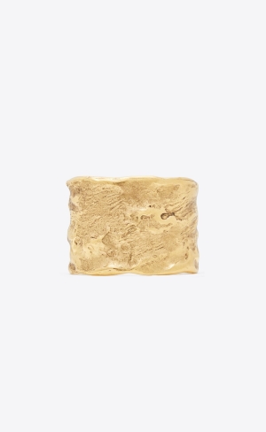 YSL Arty Textured Cuff Bracelet In Metal Mörkguld | YBS580139