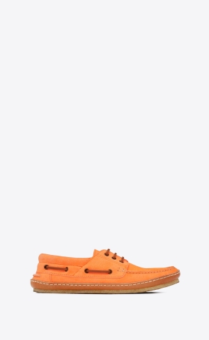 YSL Ashe Båt Shoes In Mocka Orange | TZW026914