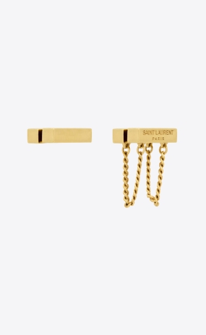 YSL Asymmetric Saint Laurent Earrings In Metal Guld | BDG607542