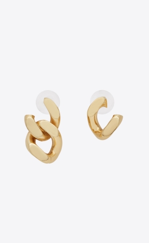 YSL Asymmetrical Curb Chain Earrings In Metal Guld | IEZ289170