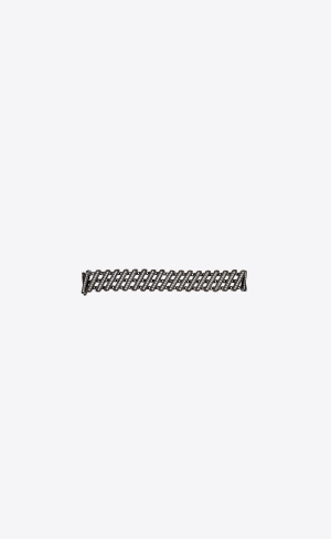 YSL Baguette Rhinestone Bracelet In Metal Silver | MYG176293