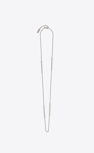 YSL Ball And Wheat Chain Necklace In Metal Silver | OHB746150