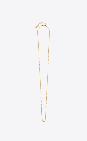 YSL Ball And Wheat Chain Necklace In Metal Guld | VLE028549