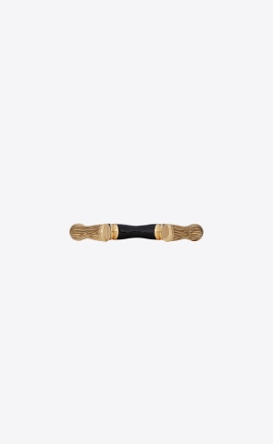 YSL Bamboo Open Cuff Bracelet Guld Svarta | LBM109574