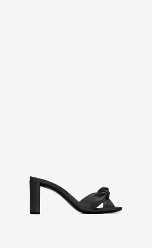 YSL Bianca Klackar Mules In Smooth Läder Svarta | UIF396251