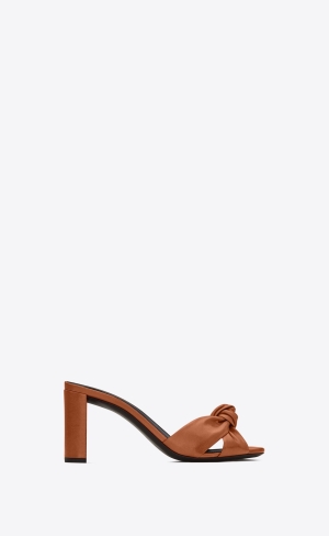 YSL Bianca Klackar Mules In Smooth Läder Toffee | WSB642957