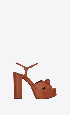 YSL Bianca Platform Sandals In Smooth Läder Toffee | IKU324769