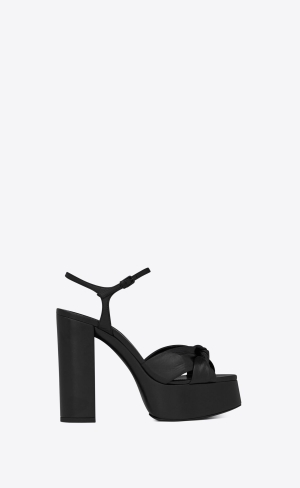 YSL Bianca Platform Sandals In Smooth Läder Svarta | QMO863219