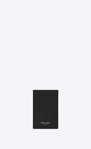 YSL Bill Clip With Card Case In Grain De Poudre Embossed Läder Svarta | PLR092816