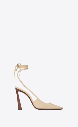 YSL Blade Slingback Pumps In Smooth Läder Beige | UBY546931