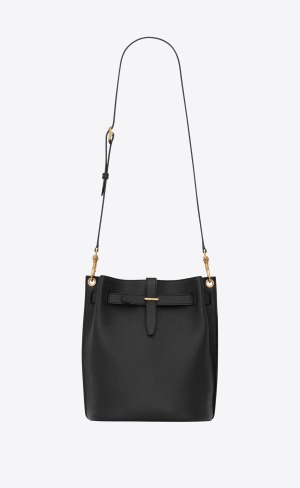 YSL Boucle Bucket Bag In Grained Läder Svarta | DNM085412