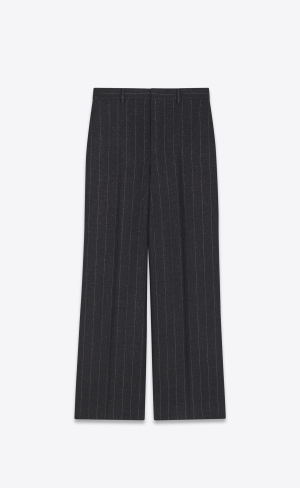 YSL Breda-leg Pants In Pinstripe Ull Mörkgrå | ENR719482