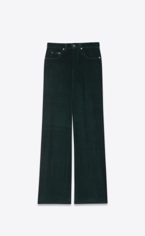 YSL Breda-leg Pants In Velvet Mörkgröna | UHV419876