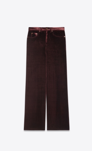YSL Breda-leg Pants In Velvet Mörkvinröda | WMN182693