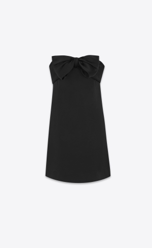 YSL Bustier Klänning In Crepe Satin Svarta | OFX073941