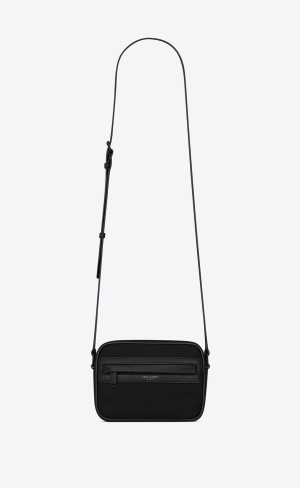 YSL Camp Small Camera Bag In Econyl® And Lambskin Svarta | ZGQ158290