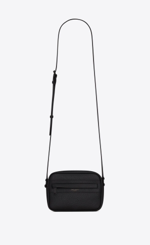YSL Camp Small Camera Bag In Grained Läder Noir | XVG671948