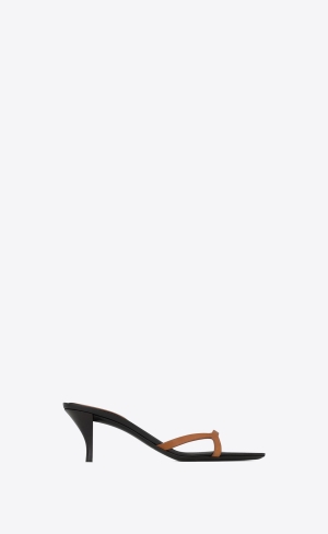 YSL Carla Klackar Mules In Smooth Läder Cuoio | TRP820796