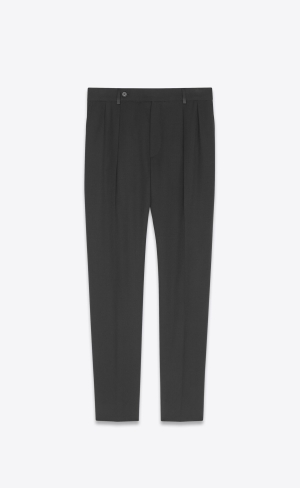 YSL Carrot-fit Tuxedo Pants In Grain De Poudre Noir | VXQ812450