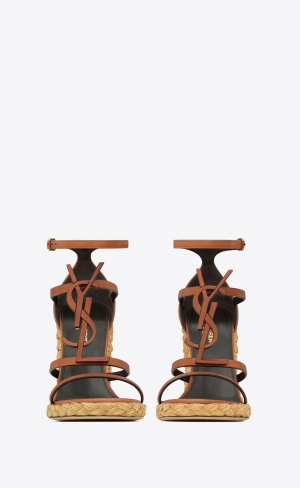 YSL Cassandra Kilklack Espadrilles In Smooth Vegetable-tanned Läder Noisette | CHQ814973