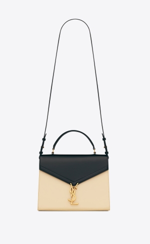 YSL Cassandra Medium Top Handle Bag In Box Saint Laurent Läder Svarta Vita | RZK420571