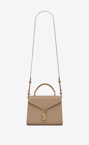 YSL Cassandra Mini In Grain De Poudre Embossed Läder Bruna | FSH289745