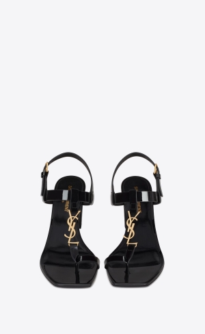 YSL Cassandra Sandals In Lack Läder Svarta | JPE853017