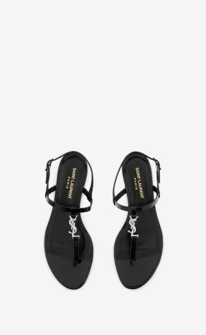 YSL Cassandra Sandals In Lack Läder Svarta | MQN864057
