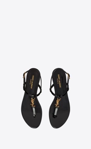 YSL Cassandra Sandals In Lack Läder Svarta | MTH360518