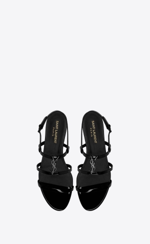 YSL Cassandra Sandals In Lack Läder Svarta | NAL084295