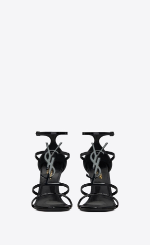 YSL Cassandra Sandals In Lack Läder Svarta | UEP042195