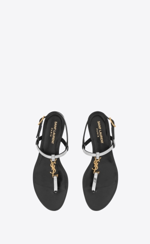 YSL Cassandra Sandals In Reflective Läder Argent | PNT547691