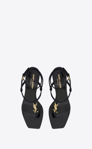 YSL Cassandra Sandals In Silk Satin Marinblå | JLQ356410