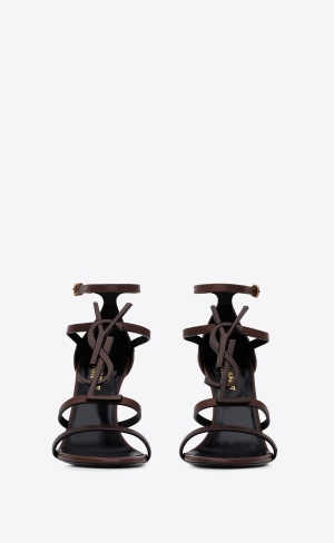 YSL Cassandra Sandals In Smooth Läder Mörkchoklad | ZBT437601