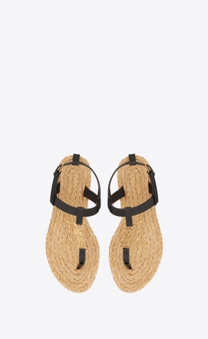 YSL Cassandra Sandals In Smooth Läder Noir | AUR032876
