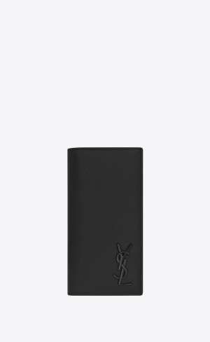 YSL Cassandre Continental Wallet In Grain De Poudre Embossed Läder Svarta | IAM729158
