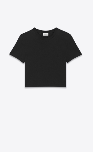 YSL Cassandre Cropped T-shirt Svarta | XUF491360