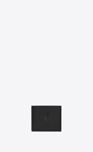 YSL Cassandre East/West Wallet With Coin Purse In Grain De Poudre Embossed Läder Svarta | NUQ752089