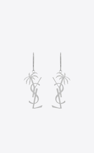 YSL Cassandre Palm Earrings In Metal Mirror | CWY396102