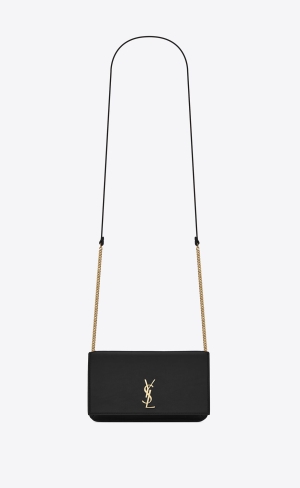 YSL Cassandre Phone Holder With Rem In Smooth Läder Svarta | HUP296135