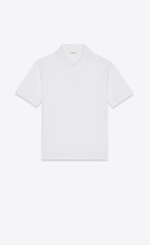 YSL Cassandre Polo Shirt In Bomull Piqué Vita | ARM465321