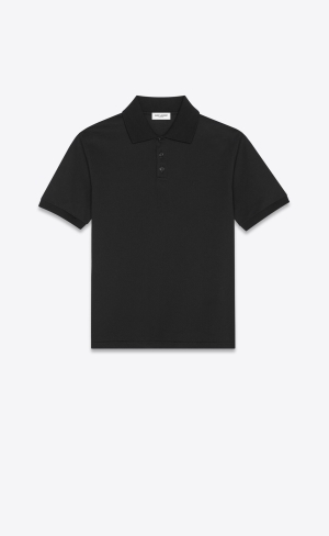 YSL Cassandre Polo Shirt In Bomull Piqué Svarta | FPC329854